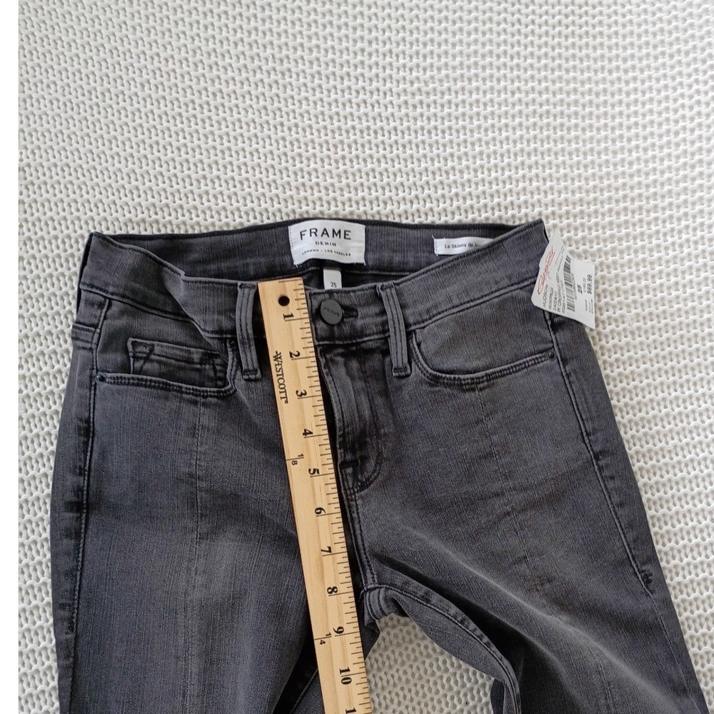 FRAME NWT Le Skinny De Jeanne Charcoal Gray Split Hem Jeans 25x30 $228 - Picture 10 of 16